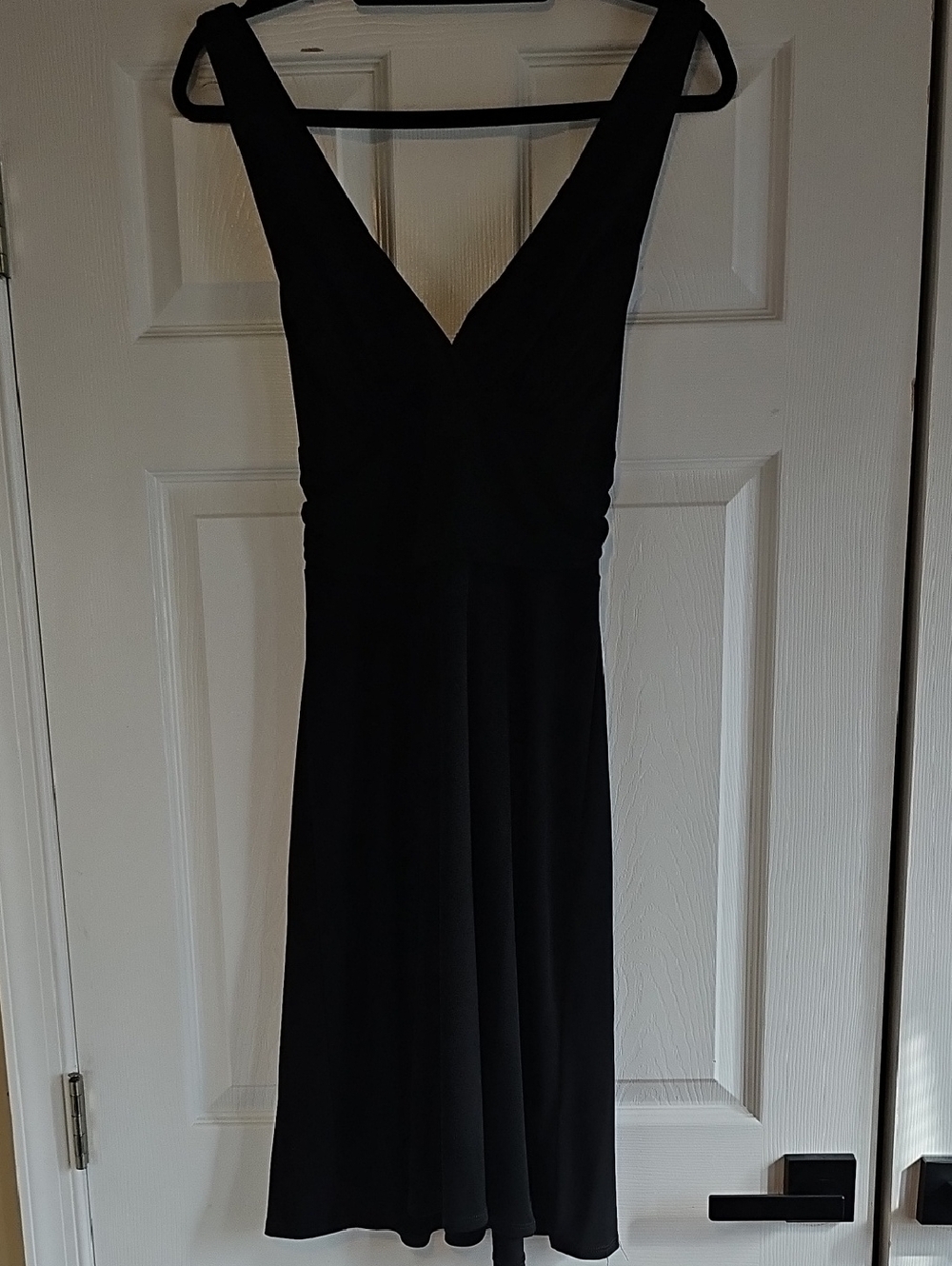 connected apparel Black V-Neck Midi Dress